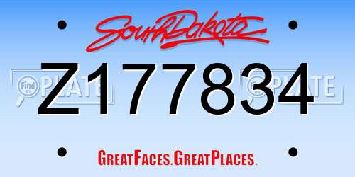 Z177834 South Dakota License Plate