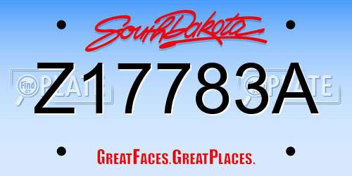 Z17783A South Dakota License Plate