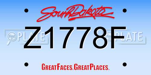 Z1778F South Dakota License Plate
