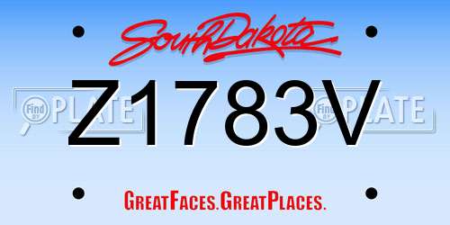Z1783V South Dakota License Plate