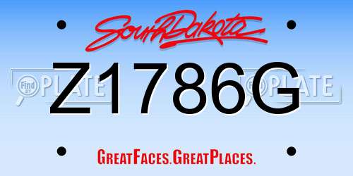 Z1786G South Dakota License Plate