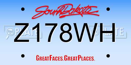 Z178WH South Dakota License Plate