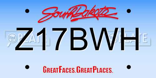 Z17BWH South Dakota License Plate