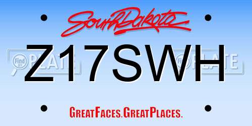 Z17SWH South Dakota License Plate