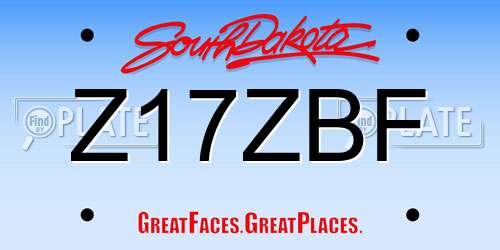 Z17ZBF South Dakota License Plate