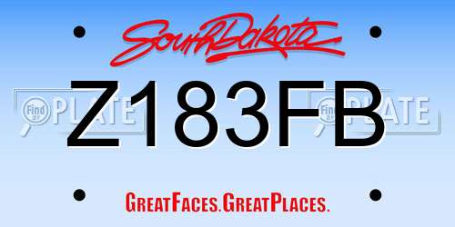 Z183FB South Dakota License Plate