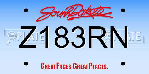 Z183RN South Dakota License Plate
