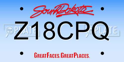 Z18CPQ South Dakota License Plate