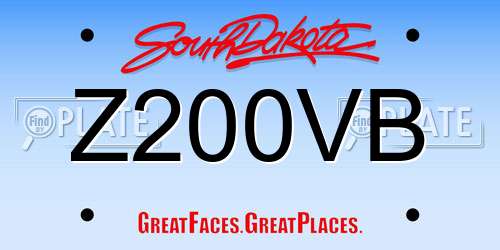 Z200VB South Dakota License Plate