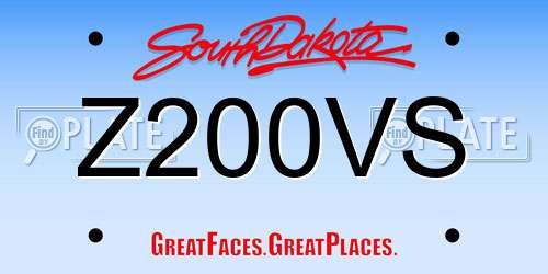 Z200VS South Dakota License Plate