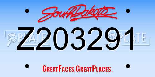 Z203291 South Dakota License Plate