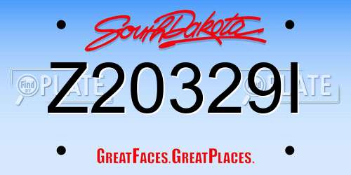 Z20329I South Dakota License Plate