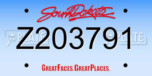 Z203791 South Dakota License Plate