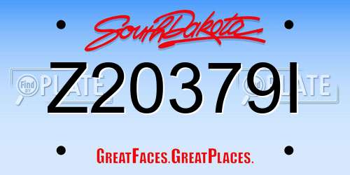 Z20379I South Dakota License Plate