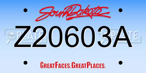 Z20603A South Dakota License Plate