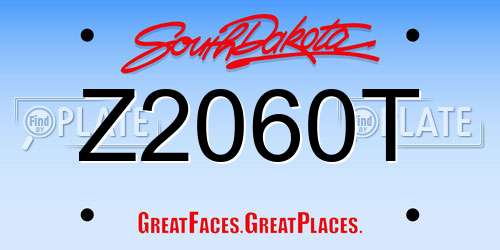 Z2060T South Dakota License Plate