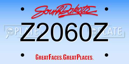 Z2060Z South Dakota License Plate