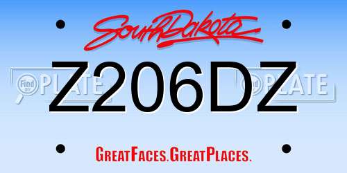 Z206DZ South Dakota License Plate