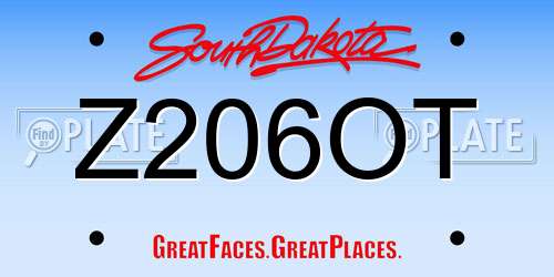 Z206OT South Dakota License Plate