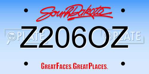 Z206OZ South Dakota License Plate
