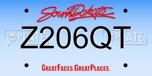 Z206QT South Dakota License Plate