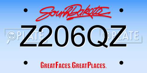 Z206QZ South Dakota License Plate