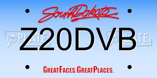 Z20DVB South Dakota License Plate