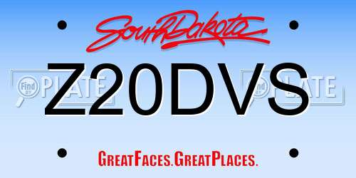 Z20DVS South Dakota License Plate