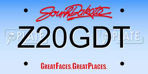 Z20GDT South Dakota License Plate