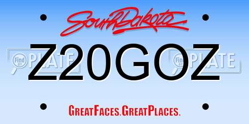 Z20GOZ South Dakota License Plate