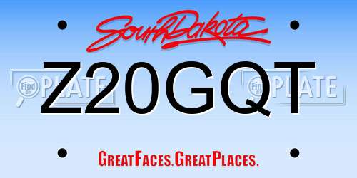 Z20GQT South Dakota License Plate