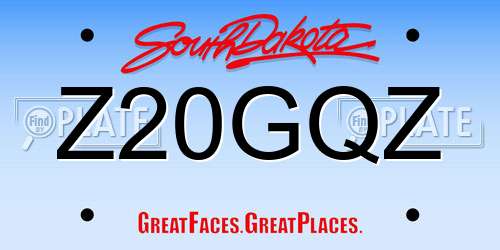 Z20GQZ South Dakota License Plate
