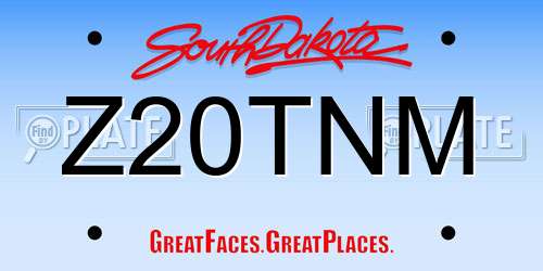 Z20TNM South Dakota License Plate
