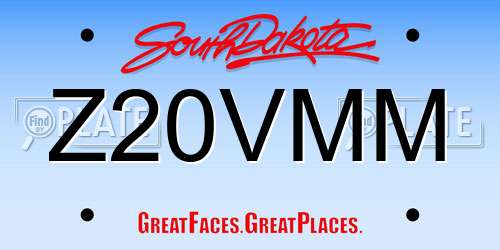 Z20VMM South Dakota License Plate