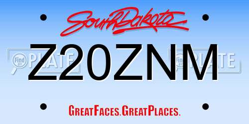Z20ZNM South Dakota License Plate
