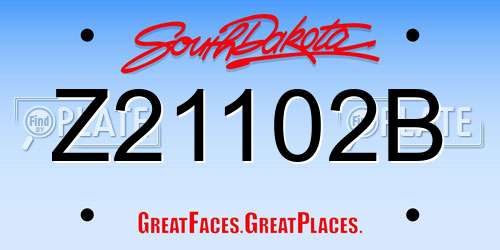 Z21102B South Dakota License Plate