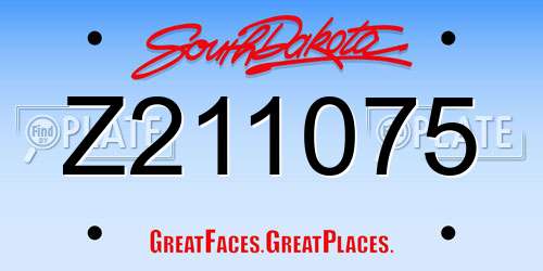 Z211075 South Dakota License Plate