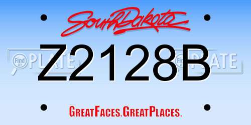 Z2128B South Dakota License Plate