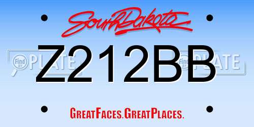 Z212BB South Dakota License Plate