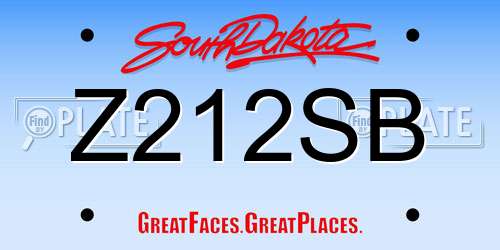 Z212SB South Dakota License Plate