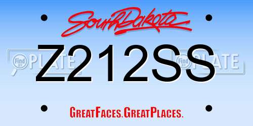 Z212SS South Dakota License Plate