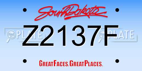 Z2137F South Dakota License Plate