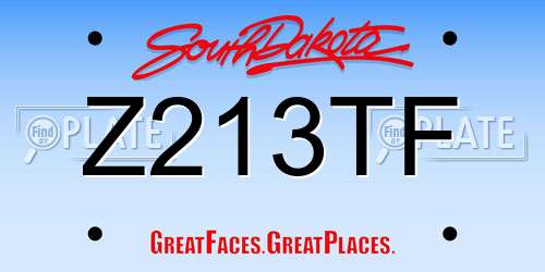 Z213TF South Dakota License Plate