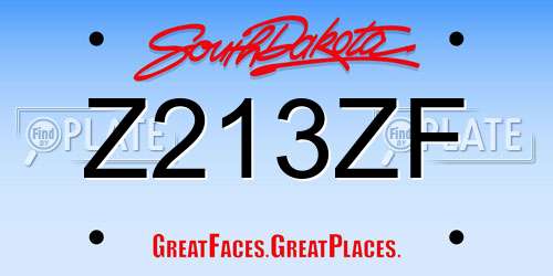 Z213ZF South Dakota License Plate