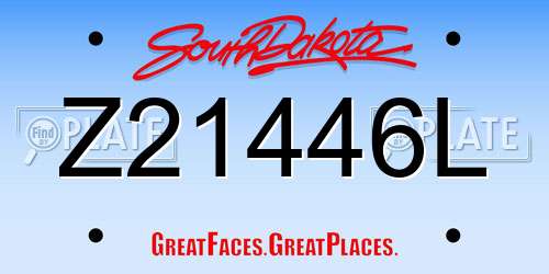 Z21446L South Dakota License Plate