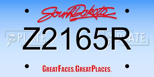 Z2165R South Dakota License Plate