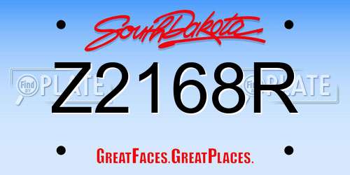 Z2168R South Dakota License Plate