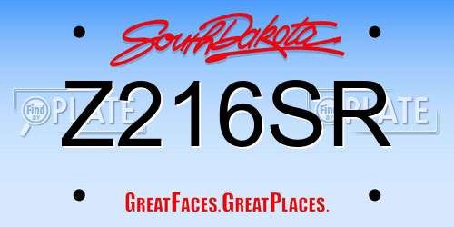 Z216SR South Dakota License Plate