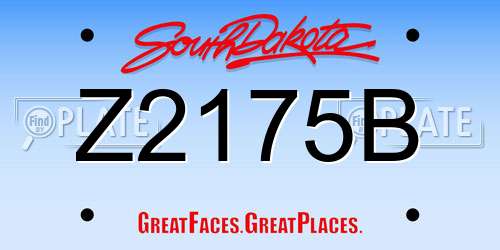 Z2175B South Dakota License Plate