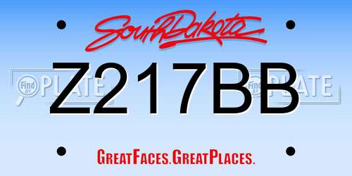 Z217BB South Dakota License Plate